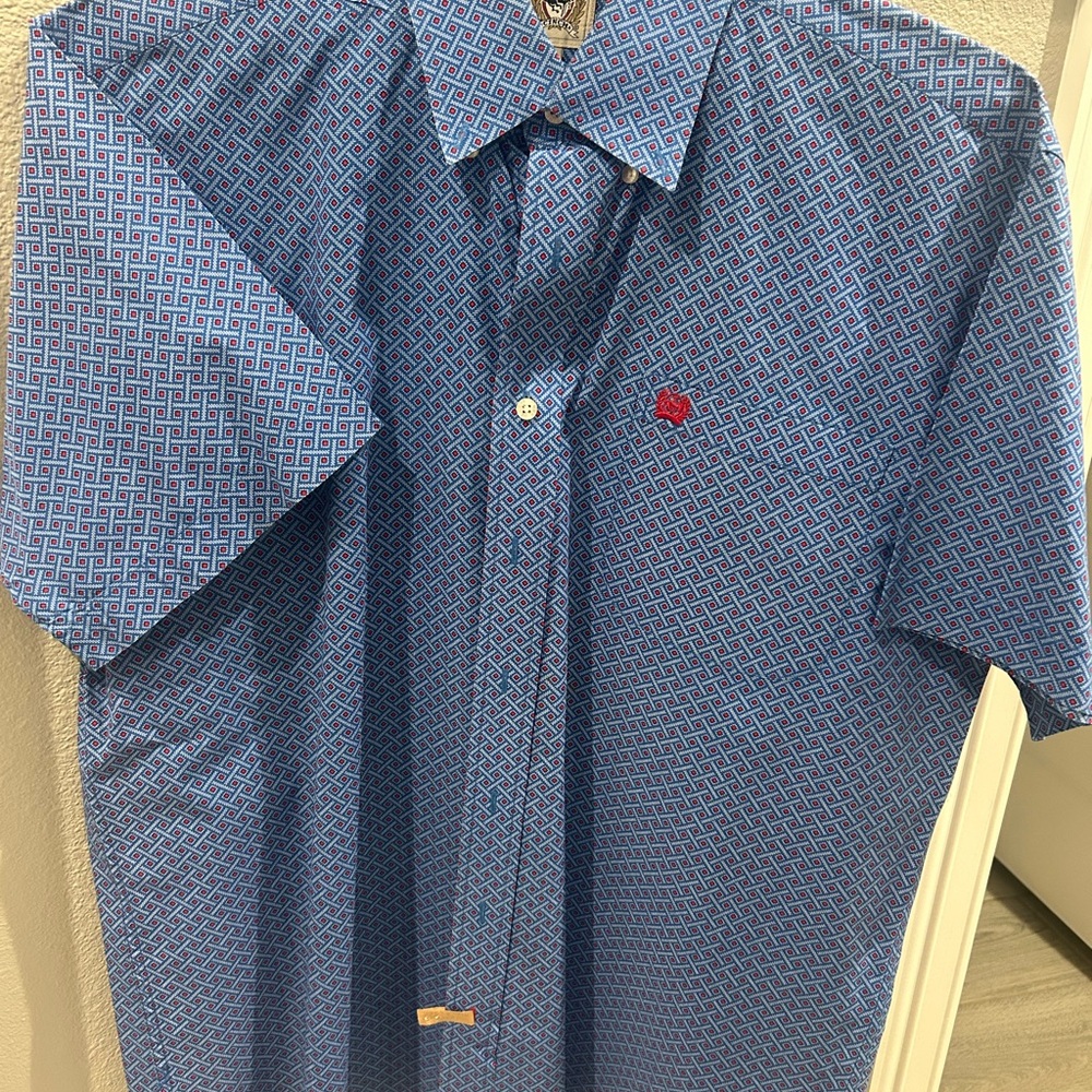 Cinch Blue Geometric Button Down Shirt